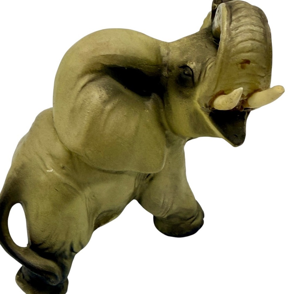 Vintage Elephant Figurine Trunk Up Good Luck Statue Safari Decor